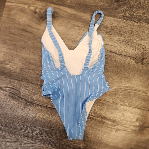 Isabella Rose Striped Blue And White Swim Bathing Suit - Picture 3 of 6